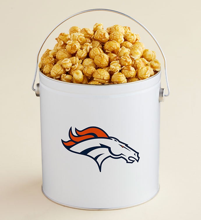 1 Gallon Denver Broncos   Caramel Popcorn Tin